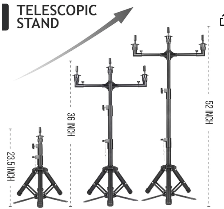 Multi-Fonction Wig Head Stand, 3 Top Parts Mannequin Head Stand