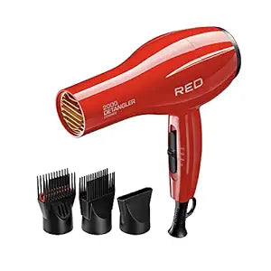 Red by Kiss 2000 Ceramic Salon Blow Dryer with 3 Detangler Bonus Attachments