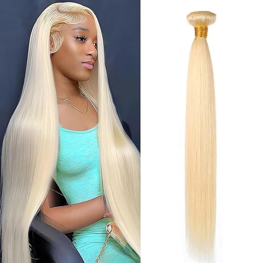 613 Human Hair Light Blonde  straight Bundle