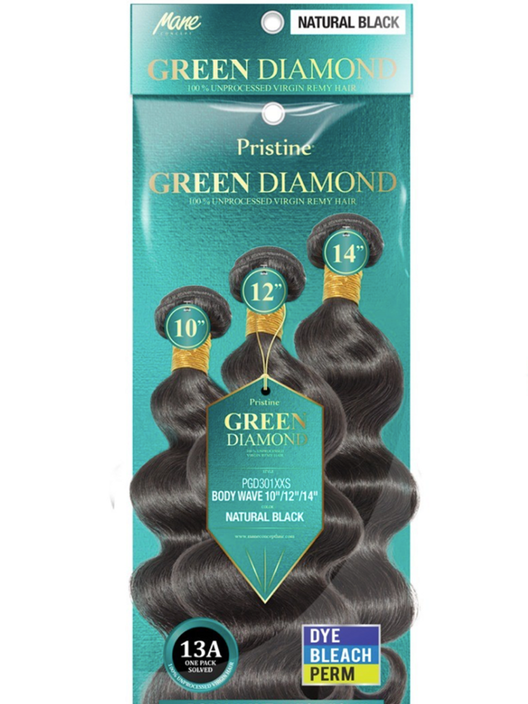 Mane Concept Pristine Green Diamond 100% Human Hair -"Body Wave"