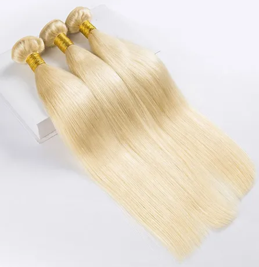 613 Human Hair Light Blonde  straight Bundle