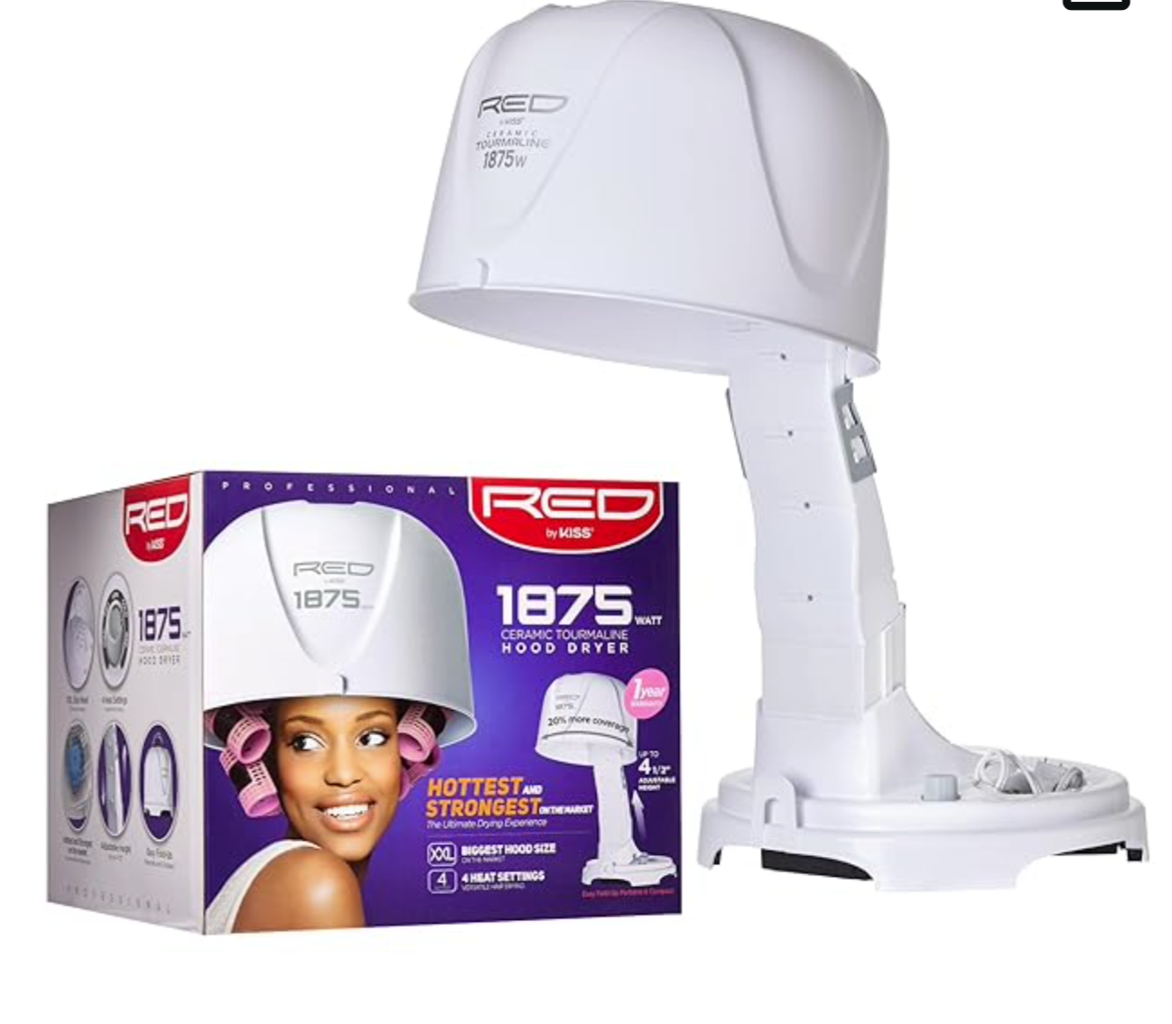 RED By KISS 1875 Watt Ceramic Tourmaline Professional Hood Dryer