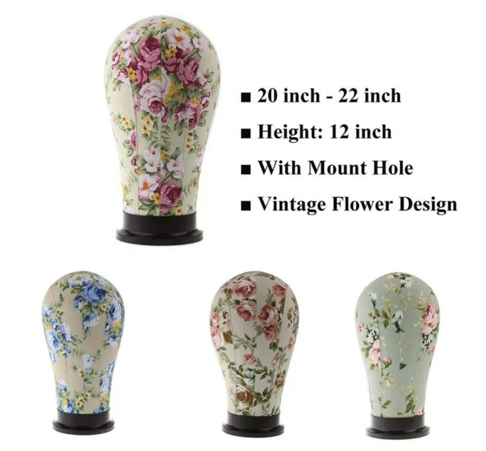 High Quality Knitted Floral Canvas Block Model Head with inch 03