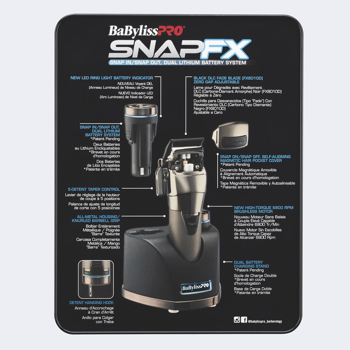 bavylissPRO® SNAPFX Clipper With Snap In/Out Dual Lithium Battery System Item No. FX890 5 out of 5 Customer Rating